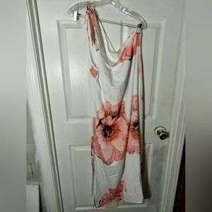 Silky one shoulder floral versatile dress